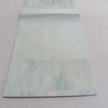 画像をギャラリービューアに読み込む, 名古屋帯 薄青色ｘピンク色ｘオレンジ色 パステル系 秋花紋様 お太鼓柄 正絹 カジュアル 仕立て上がり 着物帯 長さ367cm