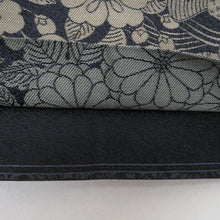 画像をギャラリービューアに読み込む, 袋帯 正絹 洒落袋帯 黒色ｘ緑色ｘ茶色 全通柄 草花鳥文様 仕立て上がり 着物帯 長さ448cm