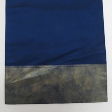 画像をギャラリービューアに読み込む, 名古屋帯 紺色ｘ金色ｘエンジ色 花紋様 金糸 太鼓柄 正絹 カジュアル 仕立て上がり 着物帯 長さ351cm