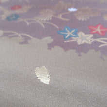 Load image into Gallery viewer, 名古屋帯 正絹 花鳥紋様 六通柄 モカ茶色ｘ緑色ｘ多色 金糸 カジュアル 仕立て上がり 着物帯 長さ346cm