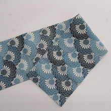 Load image into Gallery viewer, 名古屋帯 正絹 染め紋様 花青海波模様 全通柄 紺色ｘ青色ｘ白色 カジュアル 仕立て上がり 着物帯 長さ346cm