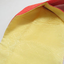 画像をギャラリービューアに読み込む, 名古屋帯 アンティーク帯 昔名古屋帯 絞り 赤色ｘ黄色ｘ多色 亀甲に花紋 お太鼓柄 レトロモダン 明治・大正ロマン 難あり 長さ340cm