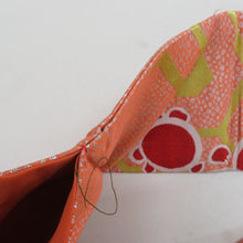 画像をギャラリービューアに読み込む, 名古屋帯 アンティーク帯 昔名古屋帯 お太鼓柄 人絹 オレンジ色ｘ白色ｘ黄色 梅文様 昔帯 レトロモダン 明治・大正ロマン 長さ319cm