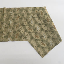 画像をギャラリービューアに読み込む, 丸帯 アンティーク帯 昔丸帯 絹 緑色 地紙文に松紋様 全通柄 昔帯 レトロモダン 明治・大正ロマン 長さ384cm