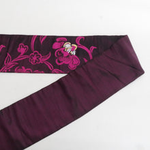 画像をギャラリービューアに読み込む, 名古屋帯 アンティーク帯 唐草花紋様 六通柄 絹 マゼンタ色 金糸銀糸 昔帯 レトロモダン 明治・大正ロマン 長さ332cm