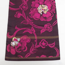 画像をギャラリービューアに読み込む, 名古屋帯 アンティーク帯 唐草花紋様 六通柄 絹 マゼンタ色 金糸銀糸 昔帯 レトロモダン 明治・大正ロマン 長さ332cm