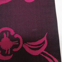 画像をギャラリービューアに読み込む, 名古屋帯 アンティーク帯 唐草花紋様 六通柄 絹 マゼンタ色 金糸銀糸 昔帯 レトロモダン 明治・大正ロマン 長さ332cm