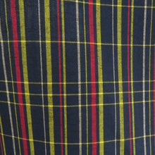 画像をギャラリービューアに読み込む, ウール着物 単衣 紺色ｘ赤色ｘ黄色 格子模様 バチ衿 カジュアルきもの 普段着物 仕立て上がり ウールきもの 和洋ミックス 身丈155cm