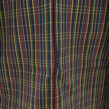 画像をギャラリービューアに読み込む, ウール着物 単衣 紺色ｘ赤色ｘ黄色 格子模様 バチ衿 カジュアルきもの 普段着物 仕立て上がり ウールきもの 和洋ミックス 身丈155cm