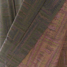 画像をギャラリービューアに読み込む, ウール着物 ウール85％ 絹とナイロン15％ 単衣 茶色ｘ薄紫色ｘ辛子色 幾何学模様 バチ衿 カジュアルきもの 普段着物 仕立て上がり 身丈158cm