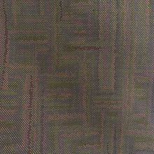 画像をギャラリービューアに読み込む, ウール着物 ウール85％ 絹とナイロン15％ 単衣 茶色ｘ薄紫色ｘ辛子色 幾何学模様 バチ衿 カジュアルきもの 普段着物 仕立て上がり 身丈158cm