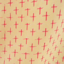 画像をギャラリービューアに読み込む, ウール着物 ウール 単衣 黄色ｘ赤色 絣模様 バチ衿 カジュアルきもの 普段着物 仕立て上がり 身丈155cm
