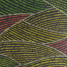 画像をギャラリービューアに読み込む, ウール着物 単衣 黒色ｘ赤色ｘ緑色ｘ黄色 幾何学模様 広衿 カジュアルきもの 普段着物 仕立て上がり 身丈152cm