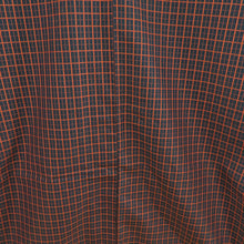 画像をギャラリービューアに読み込む, 紬 着物 アンサンブル 羽織付 格子模様 袷 広衿 紺色ｘ赤色 正絹 カジュアル 仕立て上がり 身丈160.5cm