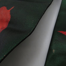 Load image into Gallery viewer, 名古屋帯 正絹 深緑色ｘ赤色ｘ黒色 お太鼓柄 花紋様 仕立て上がり 着物帯 長さ362cm