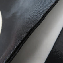 Load image into Gallery viewer, 名古屋帯 正絹 黒色ｘ白色ｘ赤色 金糸銀糸 焼箔調 お太鼓柄 花紋様 仕立て上がり 着物帯 長さ353cm