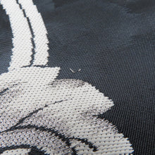 Load image into Gallery viewer, 名古屋帯 正絹 黒色ｘ白色ｘ赤色 金糸銀糸 焼箔調 お太鼓柄 花紋様 仕立て上がり 着物帯 長さ353cm