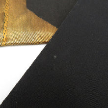 Load image into Gallery viewer, 名古屋帯 ポリエステル 黒色ｘオレンジ色ｘ金色 金糸 風景文様 お太鼓柄 仕立て上がり 着物帯 長さ335cm