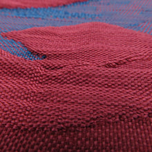 画像をギャラリービューアに読み込む, 名古屋帯 正絹 八寸帯 赤ピンク色ｘ白色ｘ紺色 雲紋様 お太鼓柄 ふくれ調 仕立て上がり 着物帯 長さ348cm