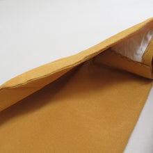 Load image into Gallery viewer, 名古屋帯 人間国宝 木村雨山 加賀友禅 落款入り 作家物 お太鼓柄 辛子色ｘ多色 ウズラ柄 正絹 長さ360cm