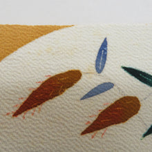 Load image into Gallery viewer, 名古屋帯 人間国宝 木村雨山 加賀友禅 落款入り 作家物 お太鼓柄 辛子色ｘ多色 ウズラ柄 正絹 長さ360cm