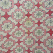 画像をギャラリービューアに読み込む, ウール着物 アンサンブル 着物と羽織2点セット 単衣 赤色ｘ白色x黄緑 小花模様 バチ衿 カジュアルきもの 普段着物 仕立て上がり 身丈156cm