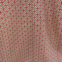 画像をギャラリービューアに読み込む, ウール着物 アンサンブル 着物と羽織2点セット 単衣 赤色ｘ白色x黄緑 小花模様 バチ衿 カジュアルきもの 普段着物 仕立て上がり 身丈156cm