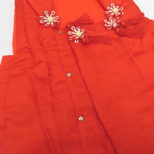 画像をギャラリービューアに読み込む, 子供着物 被布 子供用 三才用 赤色 菊地模様 無地調 七五三 女児 祝着 ひな祭り 七五三 三歳 被布単品 身丈49cm