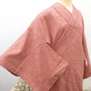 小紋 袷 茶×白 絞り模様 総絞り 正絹 広衿 仕立て上がり着物 身丈161.1