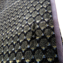 画像をギャラリービューアに読み込む, 小紋 アンティーク着物 正絹 袷 黒×金銀 幾何学調柄 バチ衿 昔着物 きものリメイク 和洋ミックスコーデ 身丈140cm