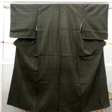 画像をギャラリービューアに読み込む, 小紋 アンティーク着物 正絹 袷 黒×金銀 幾何学調柄 バチ衿 昔着物 きものリメイク 和洋ミックスコーデ 身丈140cm