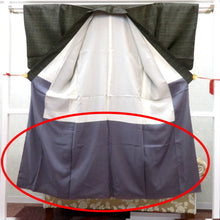 画像をギャラリービューアに読み込む, 小紋 アンティーク着物 正絹 袷 黒×金銀 幾何学調柄 バチ衿 昔着物 きものリメイク 和洋ミックスコーデ 身丈140cm