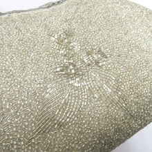 画像をギャラリービューアに読み込む, 和装バッグ ビーズバッグ シルバー系・ホワイト 花 ハンドバッグ パーティーバッグ レトロ 着物バッグ 洋装 和小物
