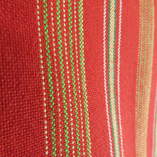 画像をギャラリービューアに読み込む, ウール着物 単衣 赤色x黄色ｘ緑色 縦縞模様 居敷当て付き バチ衿 カジュアルきもの 小さいサイズ 普段着物 仕立て上がり 身丈153cm