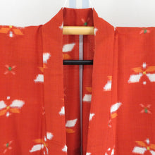 画像をギャラリービューアに読み込む, ウール着物 単衣 茶色ｘ黄色 蝶々模様 バチ衿 カジュアルきもの 普段着物 仕立て上がり 身丈156cm