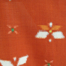 画像をギャラリービューアに読み込む, ウール着物 単衣 茶色ｘ黄色 蝶々模様 バチ衿 カジュアルきもの 普段着物 仕立て上がり 身丈156cm