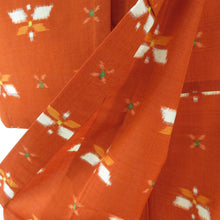 画像をギャラリービューアに読み込む, ウール着物 単衣 茶色ｘ黄色 蝶々模様 バチ衿 カジュアルきもの 普段着物 仕立て上がり 身丈156cm