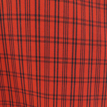 画像をギャラリービューアに読み込む, ウール着物 アンサンブル 着物と羽織2点セット 単衣 赤色x黒色 格子模様 バチ衿 カジュアルきもの 普段着物 仕立て上がり 身丈154cm