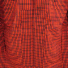 画像をギャラリービューアに読み込む, ウール着物 アンサンブル 着物と羽織2点セット 単衣 赤色x黒色 格子模様 バチ衿 カジュアルきもの 普段着物 仕立て上がり 身丈154cm