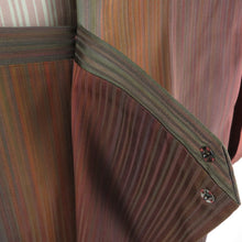 Load image into Gallery viewer, 道行 グラデーション 縦縞文様 茶色ｘ小豆色ｘオレンジ色 正絹 着物コート 和装用 ちりよけ 身丈133cm