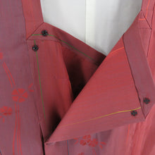 画像をギャラリービューアに読み込む, 道行 グラデーション 縦縞にナデシコ模様 赤色ｘ赤紫色 正絹 着物コート 和装用 ちりよけ 身丈125.5cm