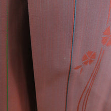 画像をギャラリービューアに読み込む, 道行 グラデーション 縦縞にナデシコ模様 赤色ｘ赤紫色 正絹 着物コート 和装用 ちりよけ 身丈125.5cm