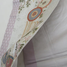 Load image into Gallery viewer, 袋帯 正絹 シルバーｘ薄紫ｘ多色 金糸銀糸 和傘に桜と藤紋様 観花の調 六通柄 シルバー系 仕立て上がり フォーマル 着物帯 長さ440cm