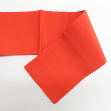 Load image into Gallery viewer, 名古屋帯 正絹 塩瀬 オレンジ色ｘ黒色 金糸 刺繍入り 金コマ入り 竹梅紋様 お太鼓柄 お太鼓柄 カジュアル 仕立て上がり 着物帯 長さ354cm