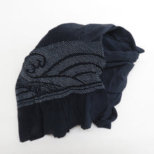 画像をギャラリービューアに読み込む, 男帯 絞り 大人用 兵児帯 波模様 正絹 紺色 男性用 カジュアル メンズ へこ帯 男物 鹿の子 しぼり 普段着物用 長さ412cm