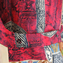 画像をギャラリービューアに読み込む, 道行 西洋花瓶柄 赤色ｘクリーム色ｘ多色 正絹 着物コート 和装用 ちりよけ 身丈86.5cm