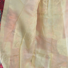 画像をギャラリービューアに読み込む, 道行 西洋花瓶柄 赤色ｘクリーム色ｘ多色 正絹 着物コート 和装用 ちりよけ 身丈86.5cm