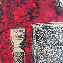 画像をギャラリービューアに読み込む, 道行 西洋花瓶柄 赤色ｘクリーム色ｘ多色 正絹 着物コート 和装用 ちりよけ 身丈86.5cm