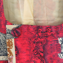 画像をギャラリービューアに読み込む, 道行 西洋花瓶柄 赤色ｘクリーム色ｘ多色 正絹 着物コート 和装用 ちりよけ 身丈86.5cm