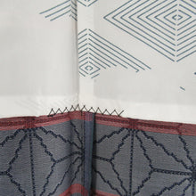 画像をギャラリービューアに読み込む, ウール着物 アンサンブル 着物と羽織2点セット 単衣 紺色ｘ青色ｘ灰色ｘ赤色 麻の葉模様 広衿 カジュアルきもの 普段着物 仕立て上がり 身丈153cm